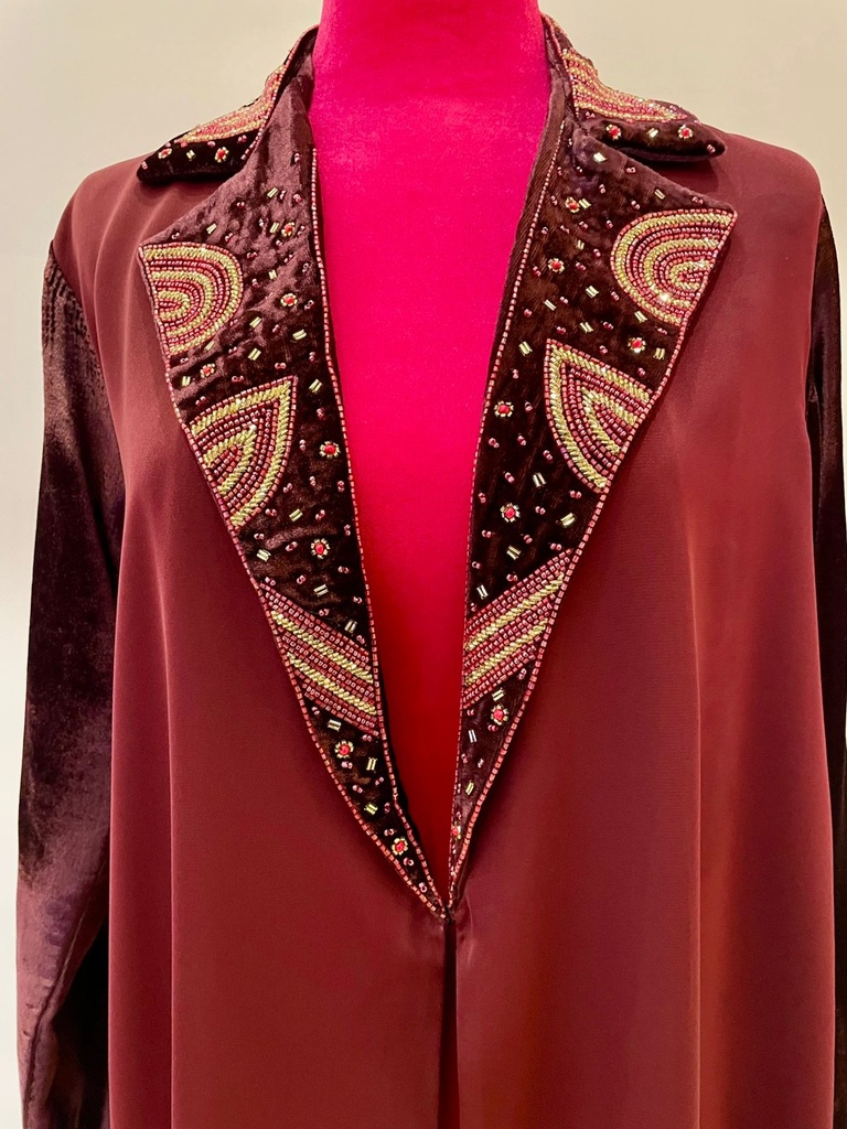 Chic Velvet In Maroon Abaya