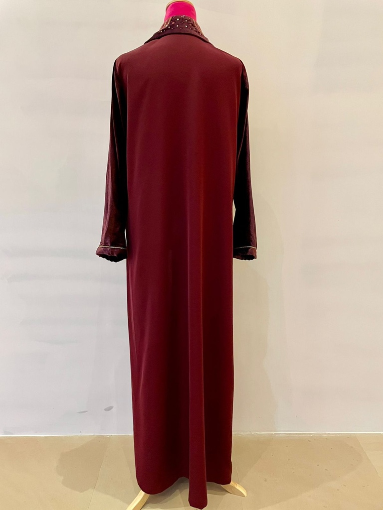 Chic Velvet In Maroon Abaya