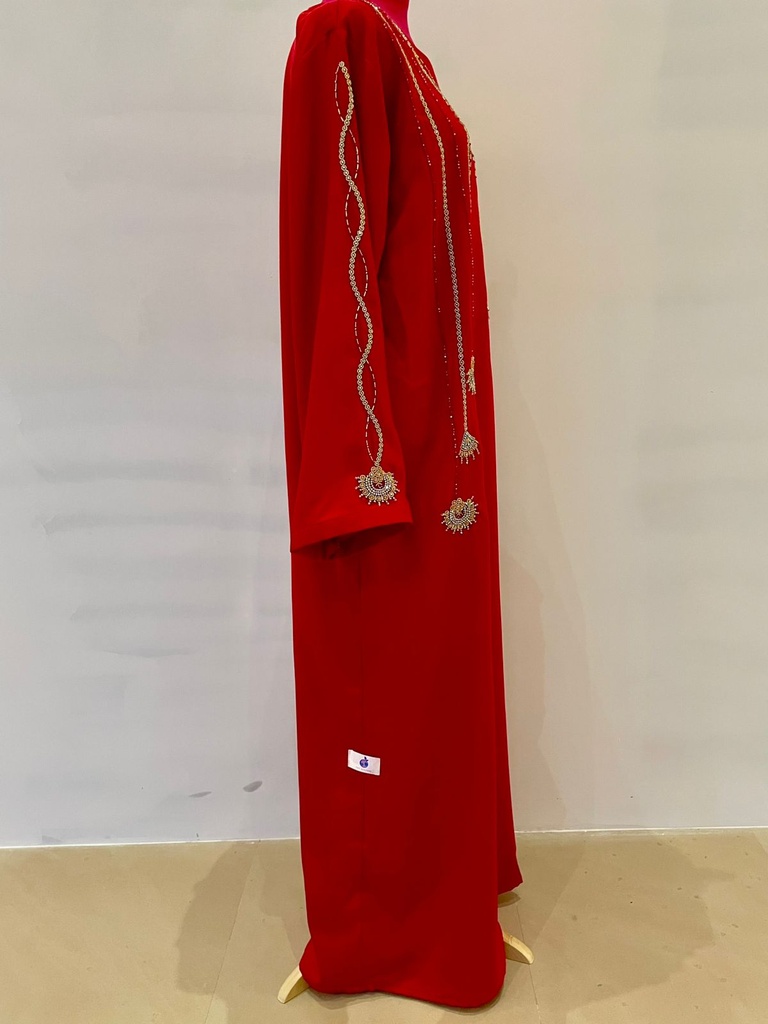 Red Gulf Style Embroidered Dress