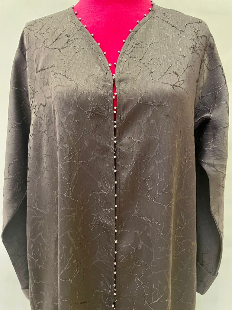 Beaded Button Open Abaya