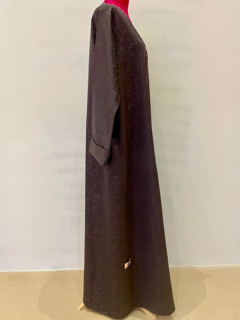 Beaded Button Open Abaya