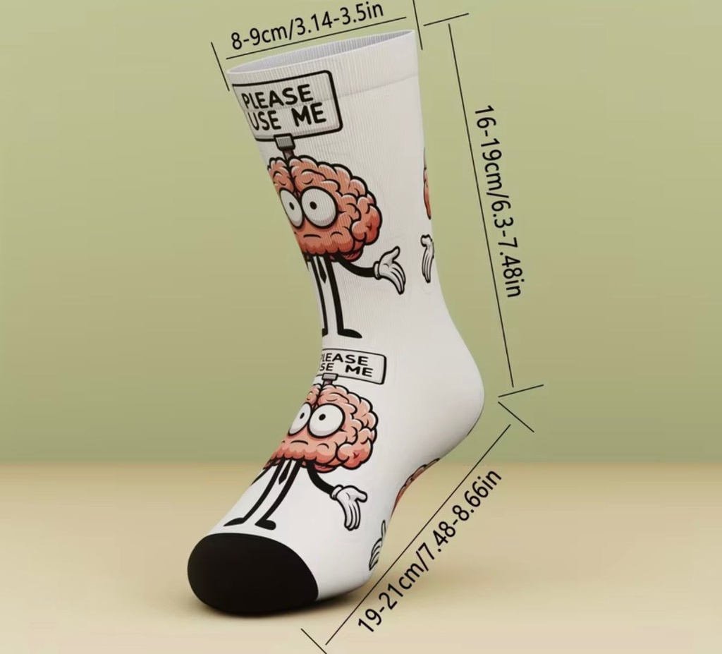 Unisex Outdoor Socks With Brain Print