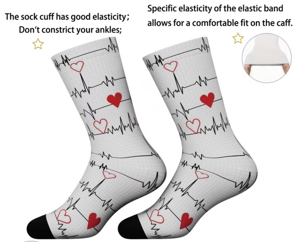 Heartbeat Print Socks