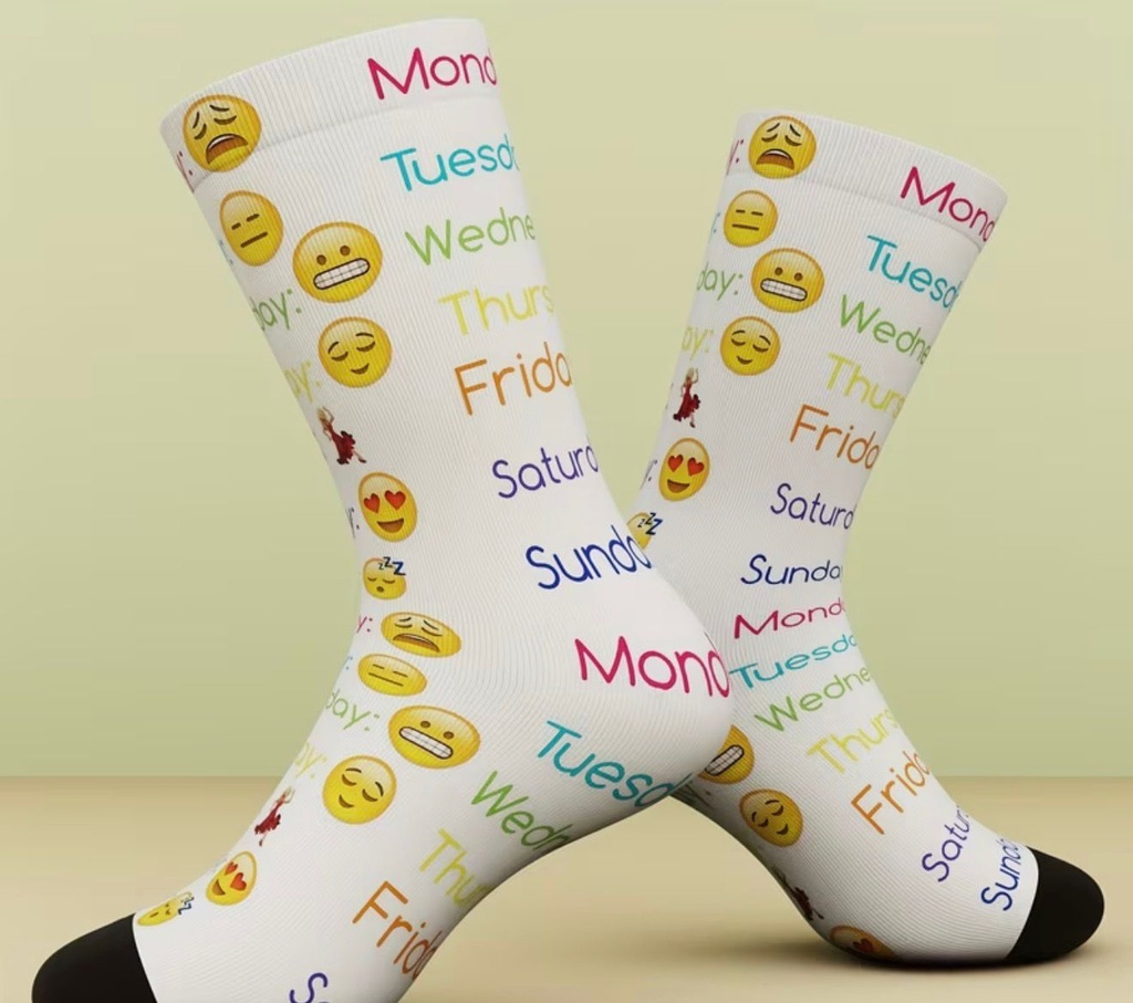 Unisex Weekly Face Print Socks