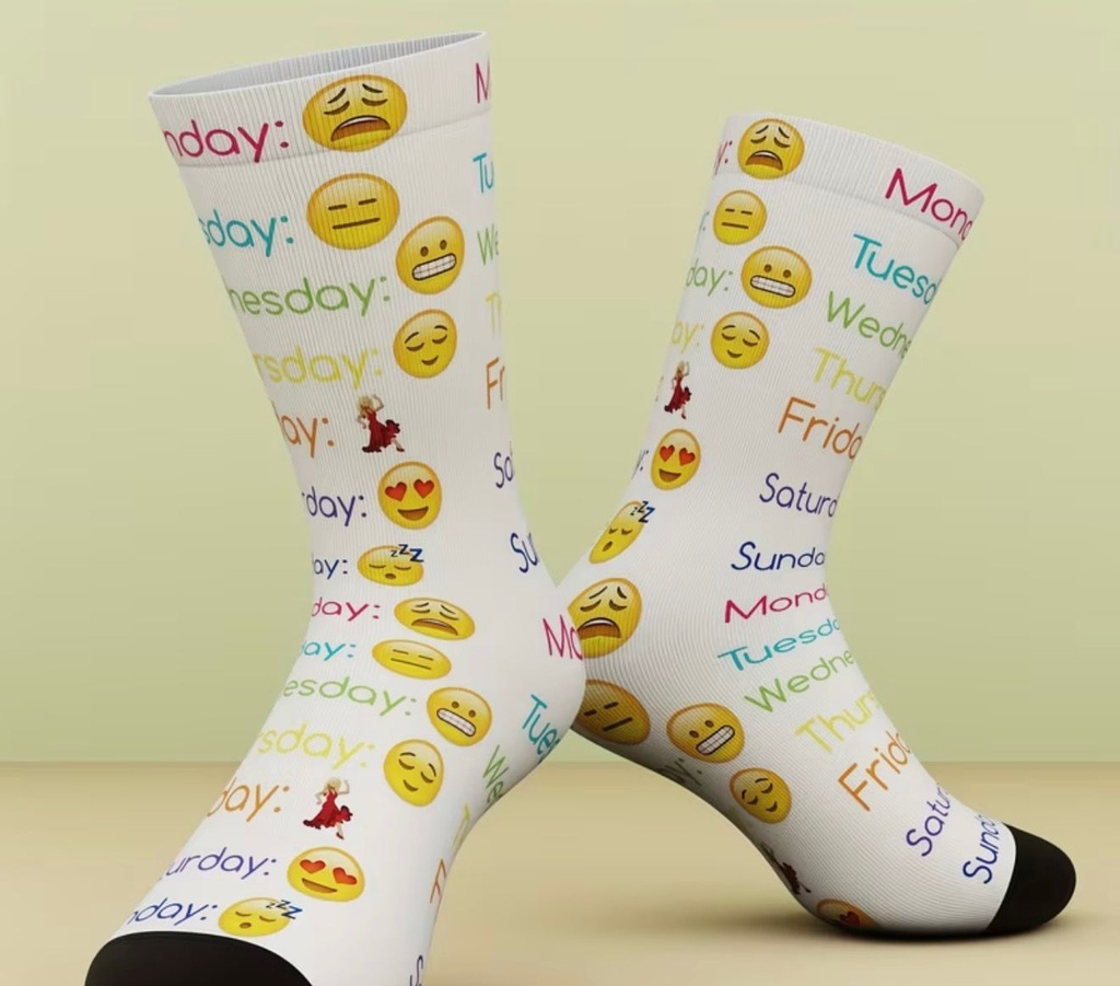 Unisex Weekly Face Print Socks
