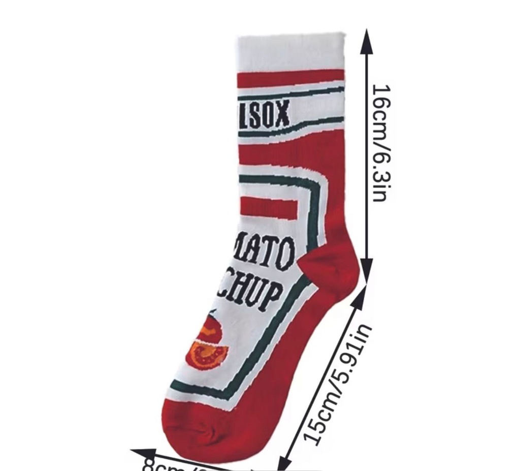Novelty Socks - Realistic Tomato and French Fries Design