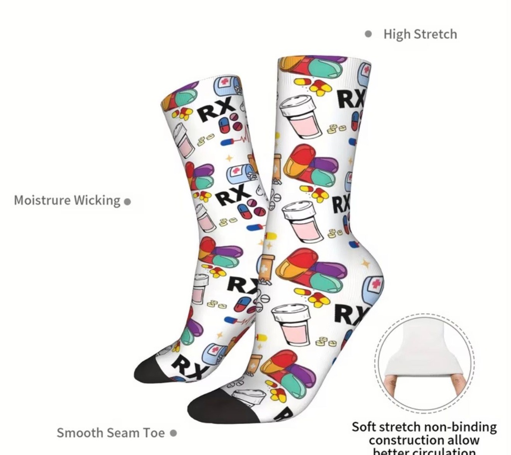 Men’s RX Pill Print Sports Socks