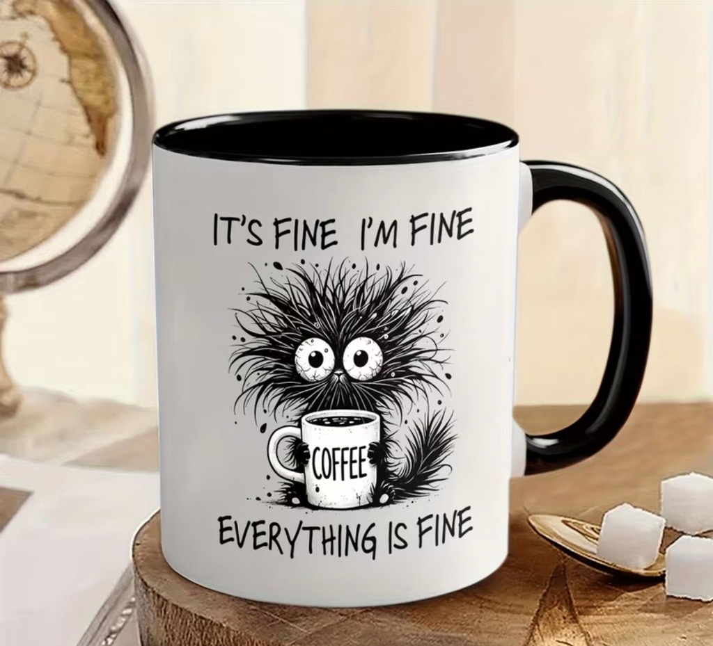 Positive Vibes Mug - Elegant Cartoon Design