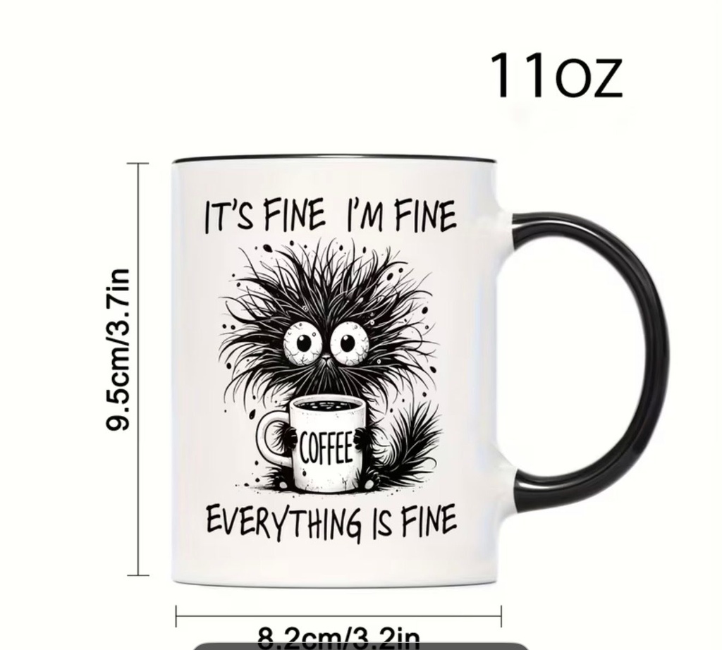 Positive Vibes Mug - Elegant Cartoon Design
