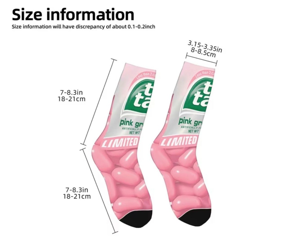 Pink Ribbon Print Crew Socks – Unisex