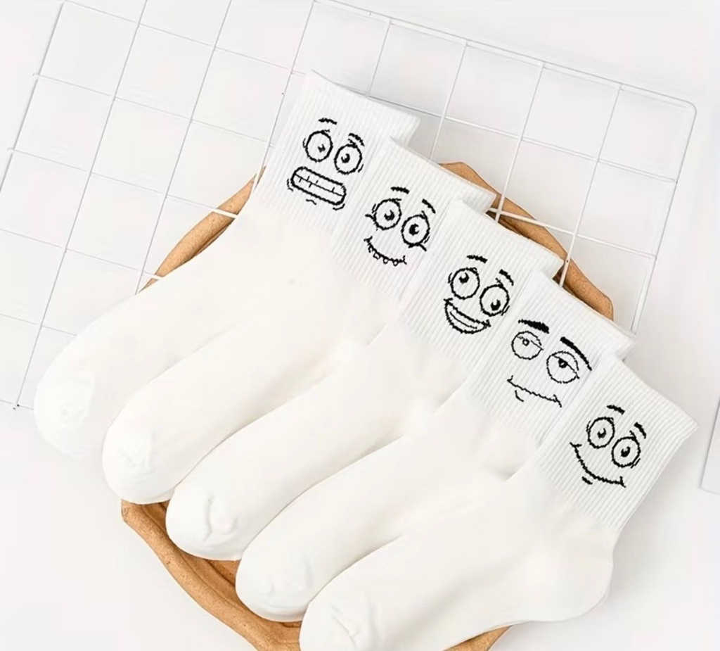 Women’s White Funny Print  Socks