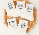 Women’s White Funny Print  Socks