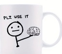 Cute Mug With "Please Use It" Brain Illustration