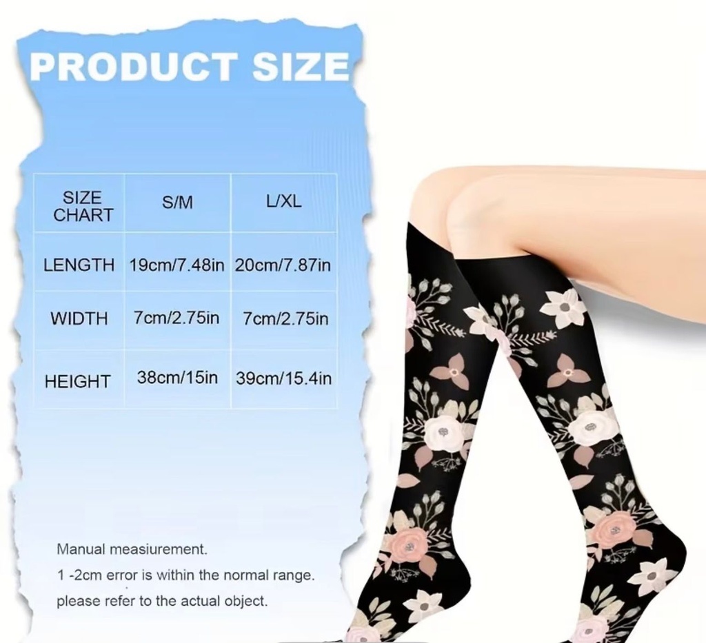 Compression Socks with Floral Pattern – Unisex
