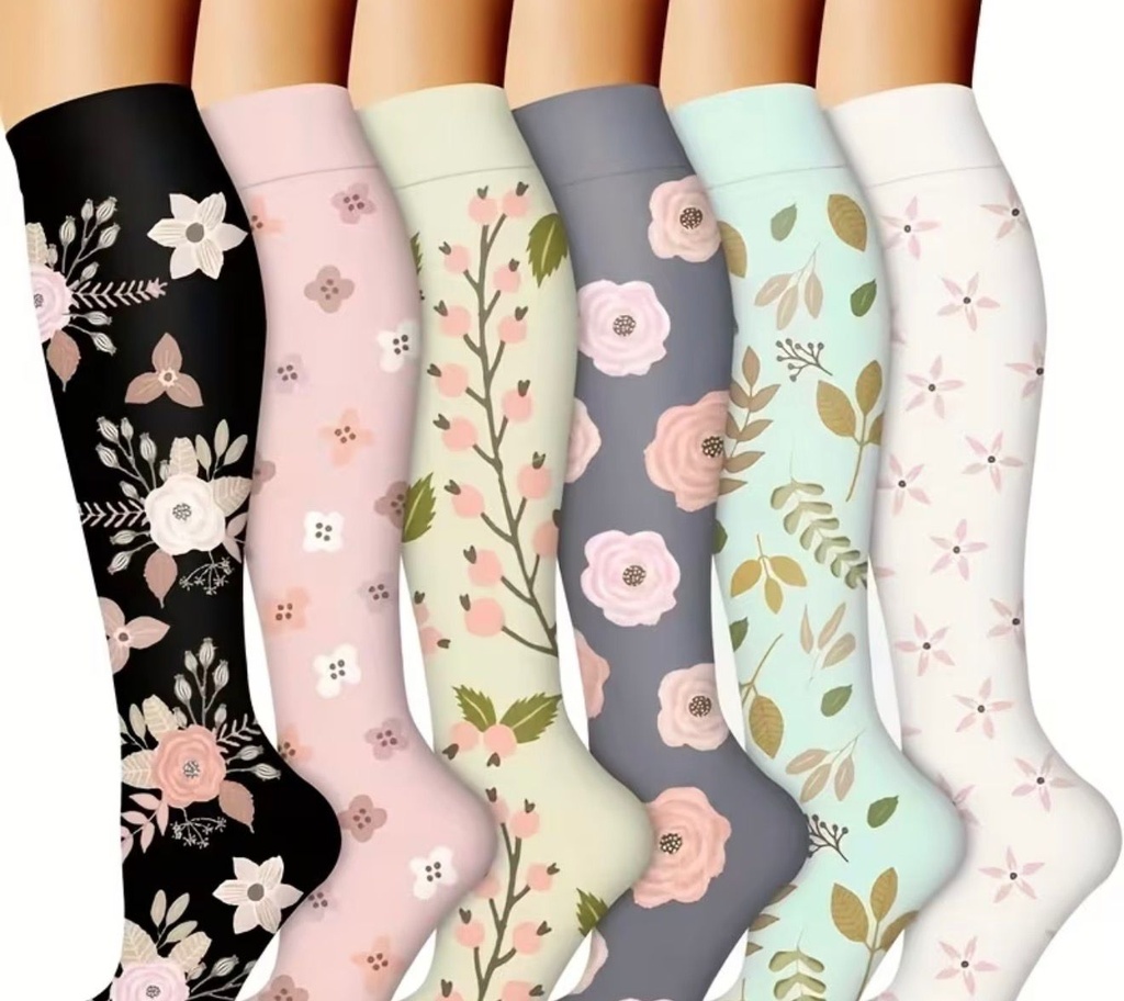 Compression Socks with Floral Pattern – Unisex
