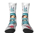 Mid-Calf Socks With EKG And Stethoscope Motif