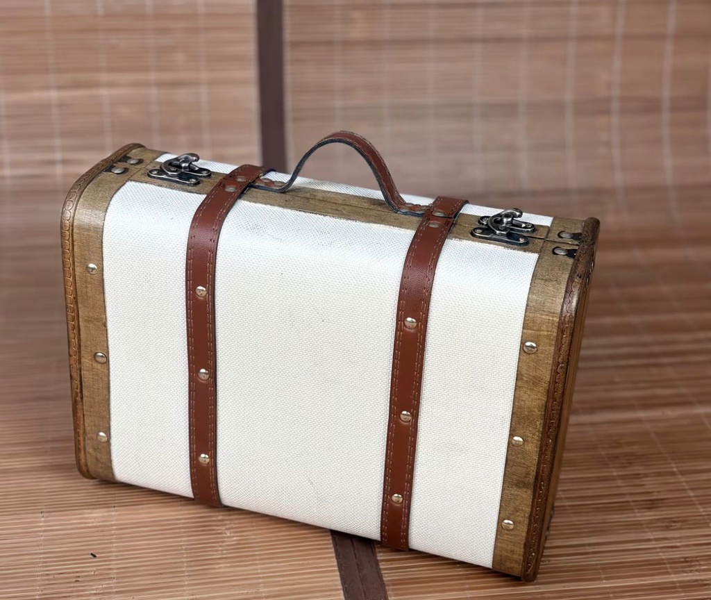 Vintage Wooden Suitcase Jewelry Storage
