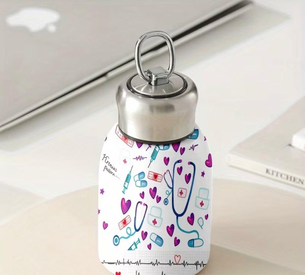 Medical-Themed Insulated Tumbler Adorned with Healthcare Symbols
