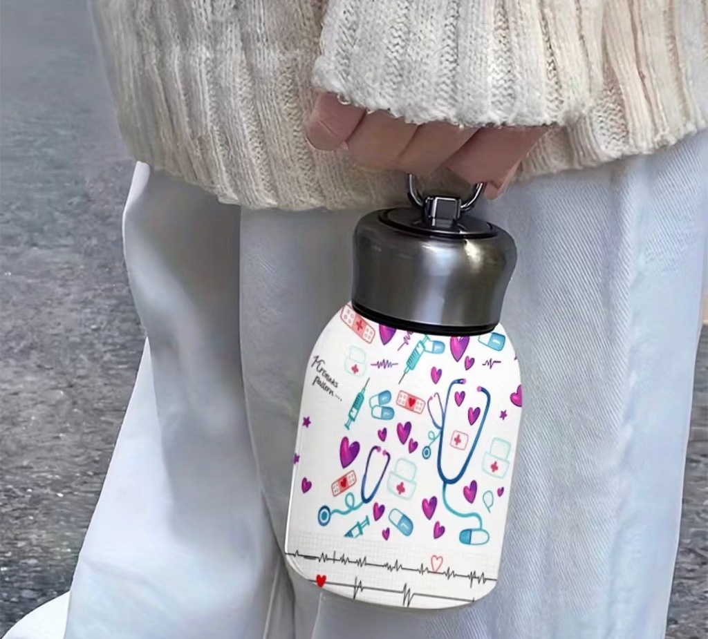 Medical-Themed Insulated Tumbler Adorned with Healthcare Symbols