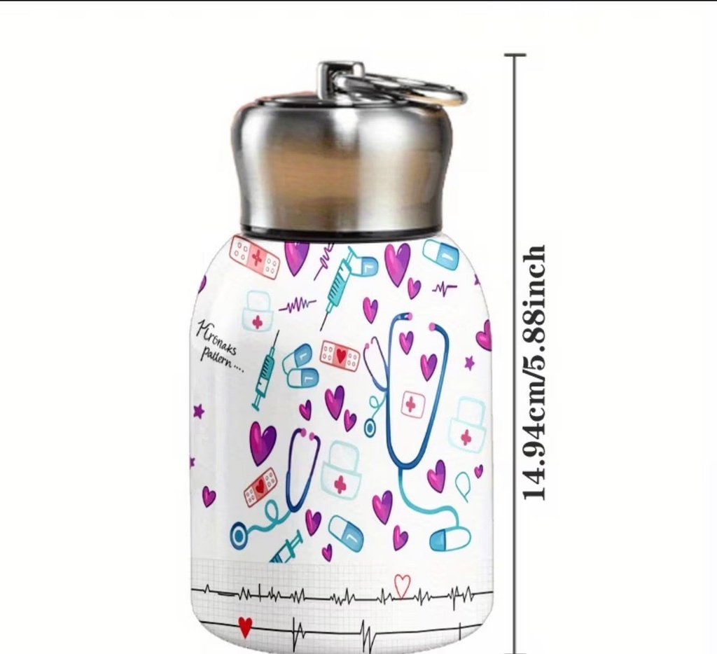 Medical-Themed Insulated Tumbler Adorned with Healthcare Symbols