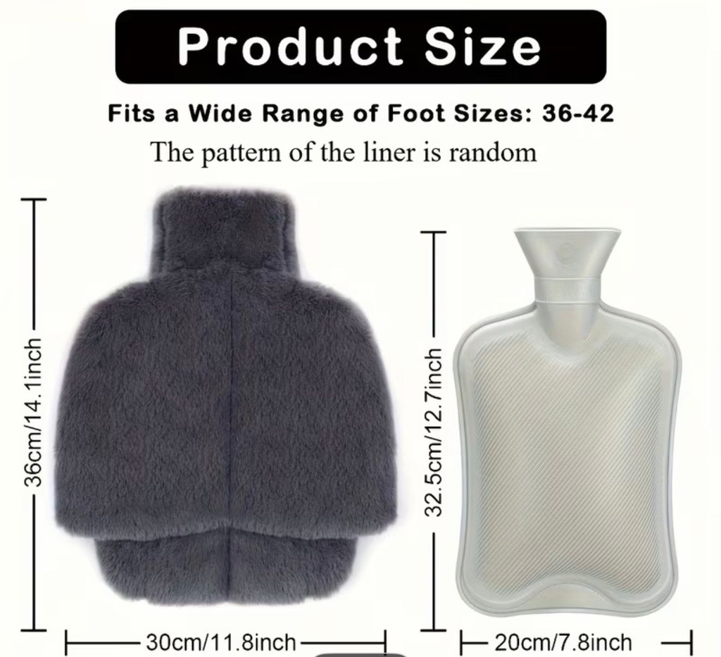 Soft Hot Water Bottle with Plush Cover for Comfort and Warmth for Hands and Feet