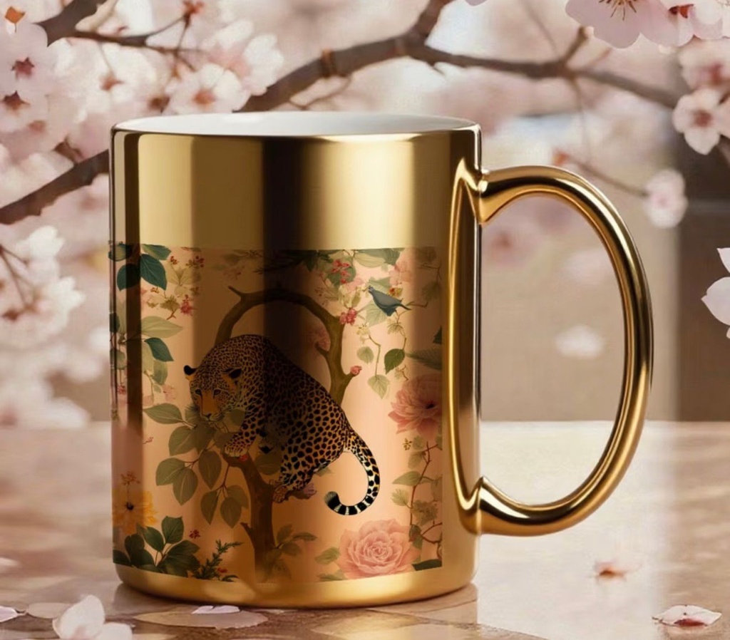 Golden Leopard Ceramic Cup