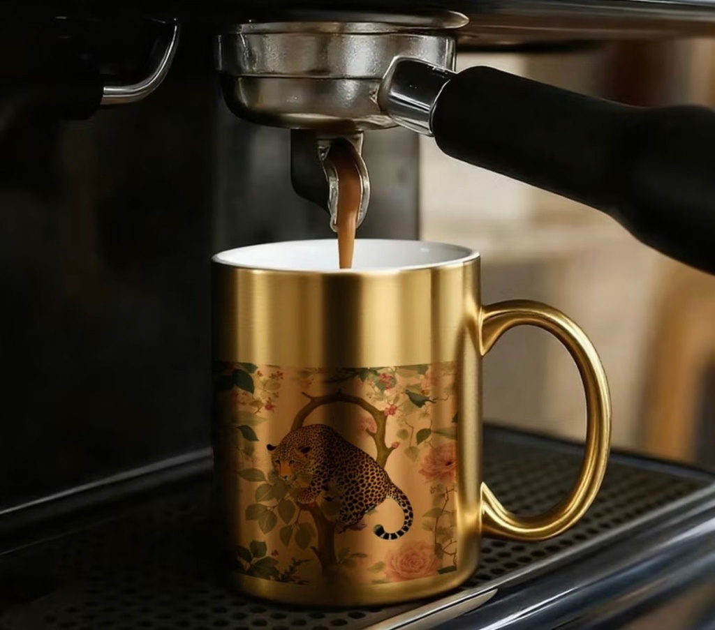Golden Leopard Ceramic Cup