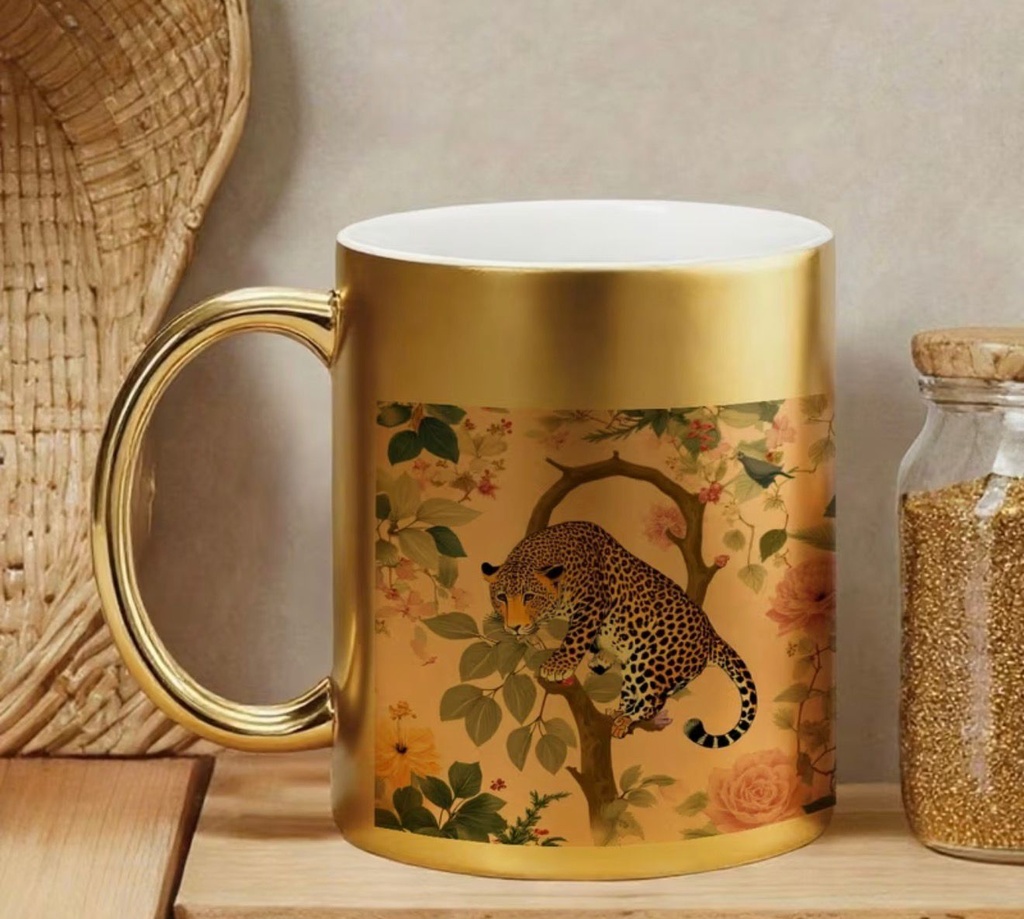 Golden Leopard Ceramic Cup
