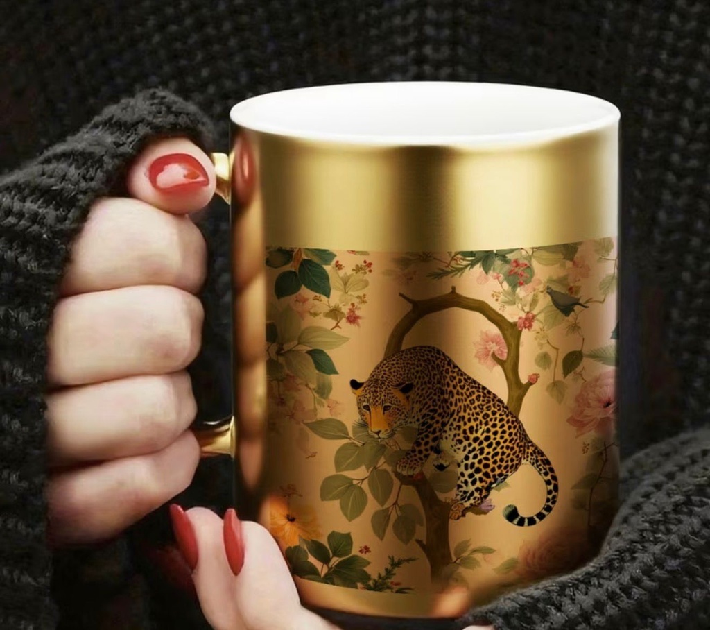 Golden Leopard Ceramic Cup