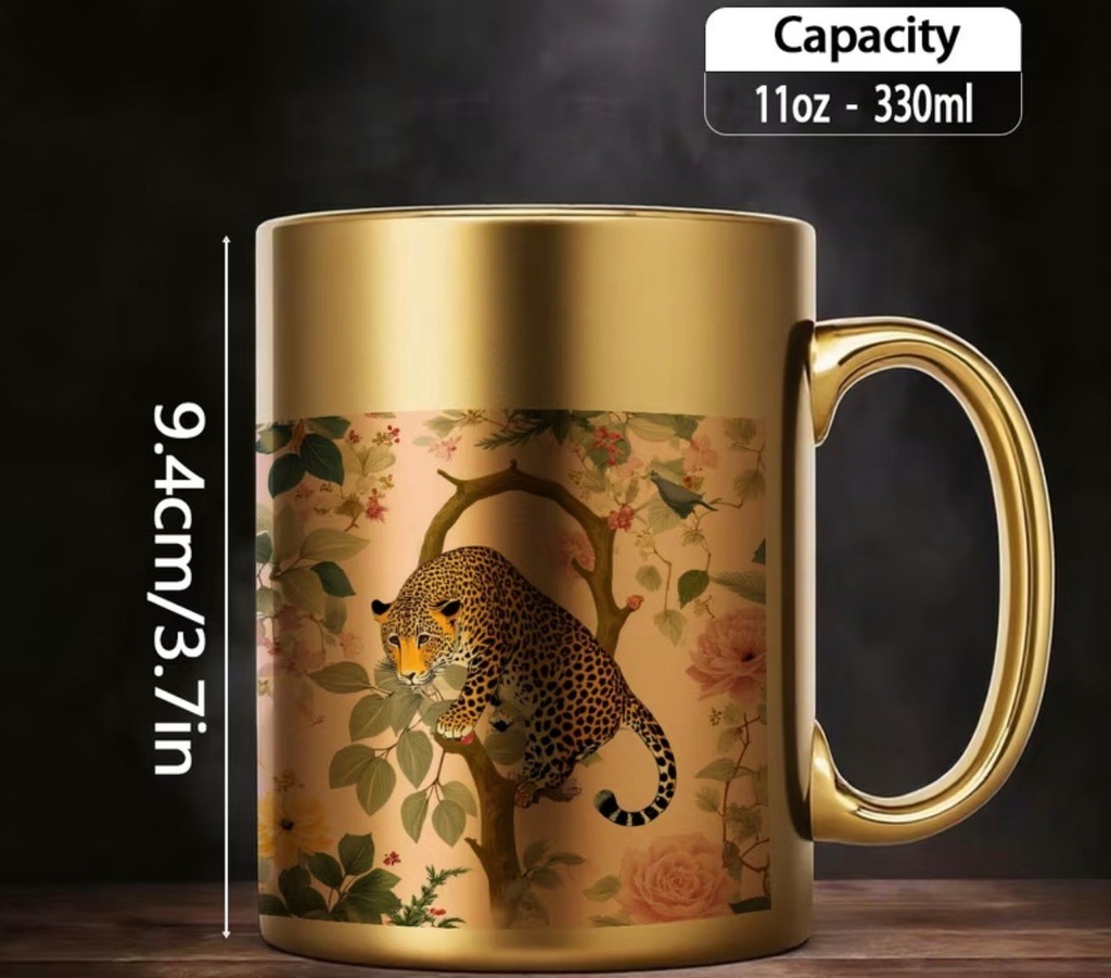 Golden Leopard Ceramic Cup
