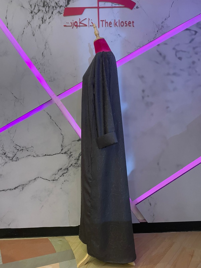 Beaded Button Open Abaya