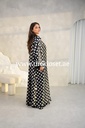 Classic black shirt and a white big polka dot skirt & reversible abaya 