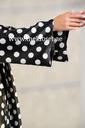 Classic black shirt and a white big polka dot skirt & reversible abaya 