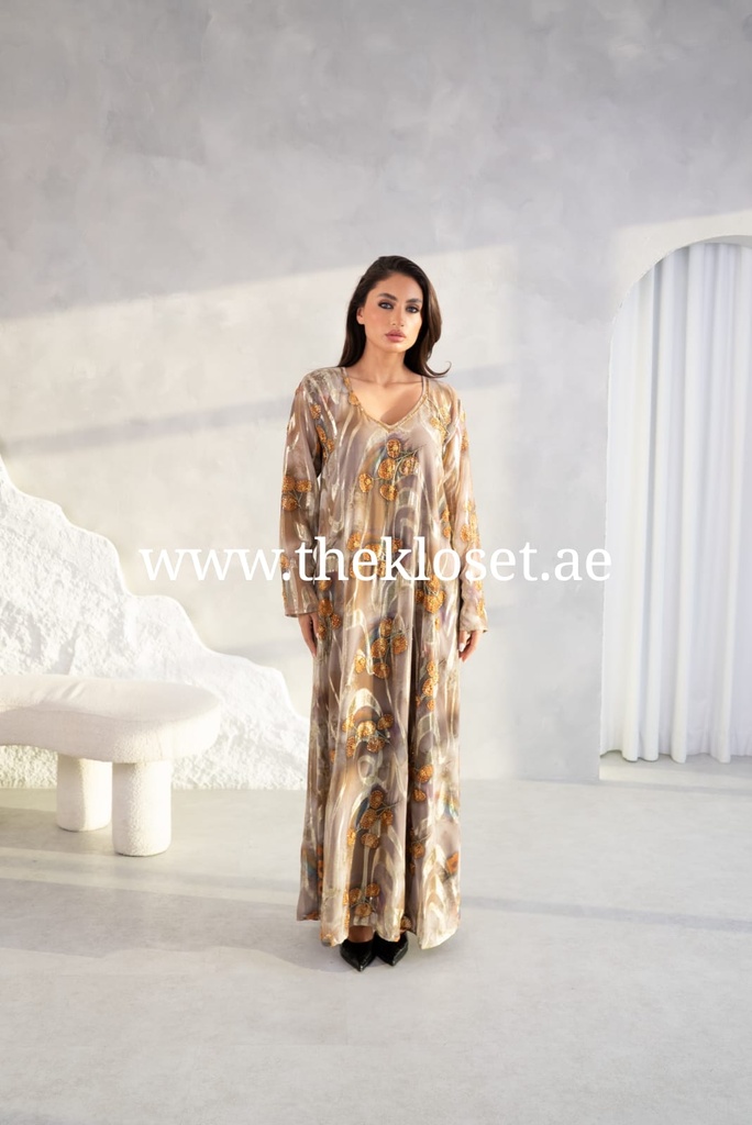 Glamorous Golden Sequined Kandora Dress