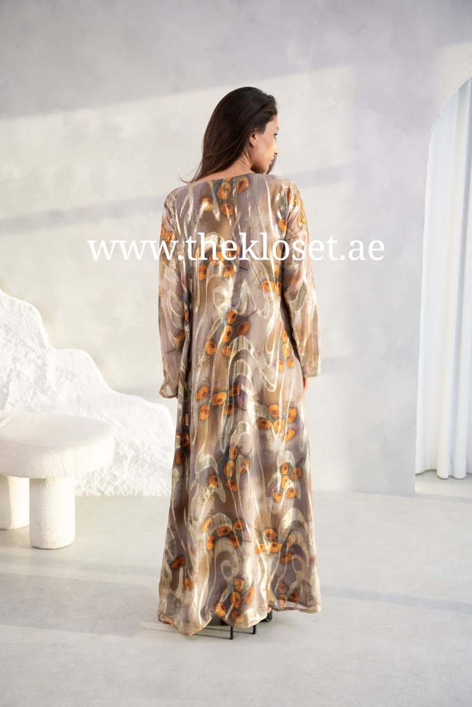 Glamorous Golden Sequined Kandora Dress