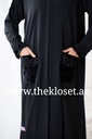 Beaded velvet rim silky abaya