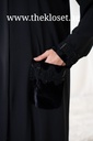 Beaded velvet rim silky abaya