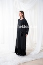 Beaded velvet rim silky abaya