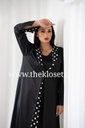 Elegant V-Neck Abaya with Dotted Print