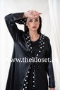 Elegant V-Neck Abaya with Dotted Print