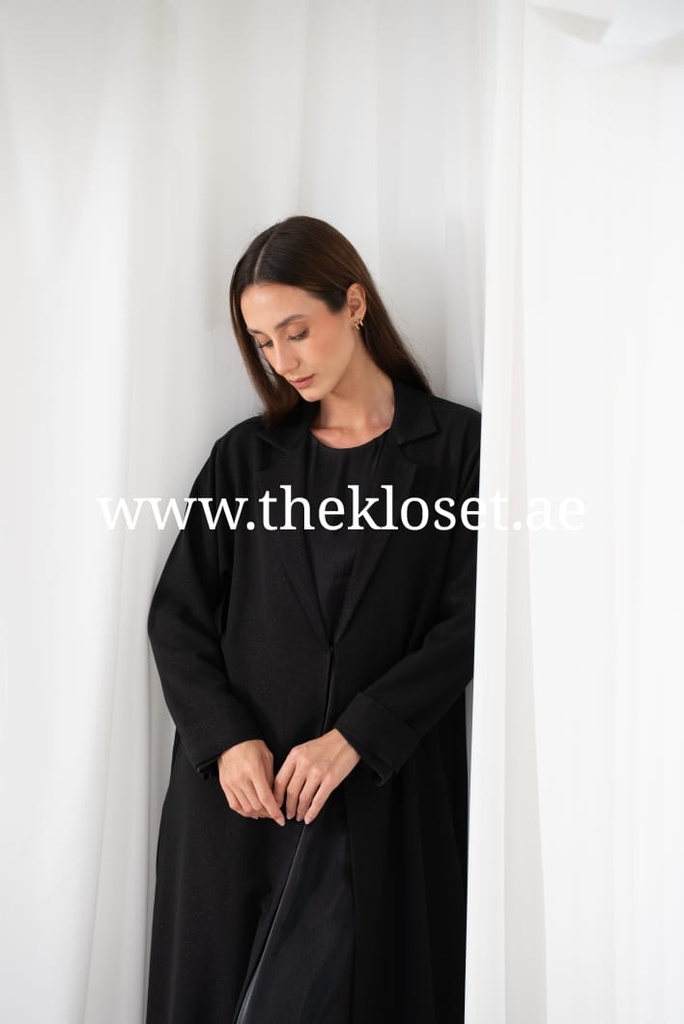 Chic Black Hand Made  Abaya With Flower Design