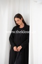 Chic Black Hand Made  Abaya With Flower Design