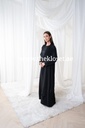 Chic Black Hand Made  Abaya With Flower Design