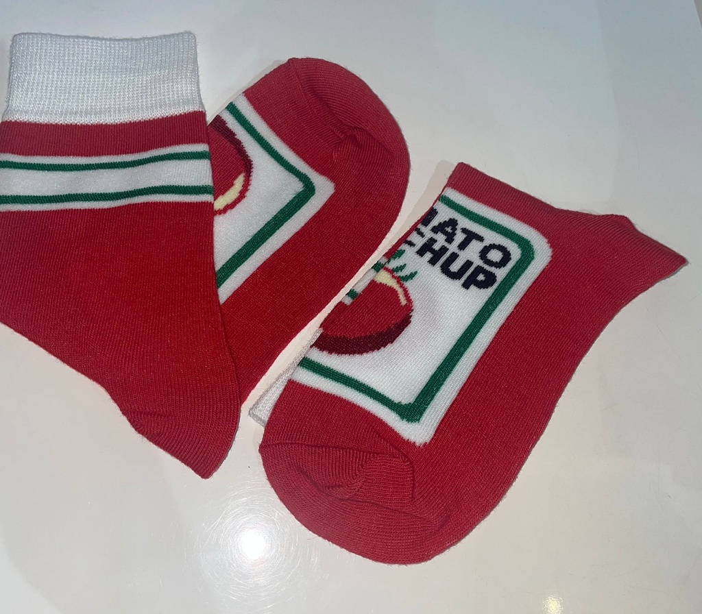 Novelty Socks - Realistic Tomato and French Fries Design