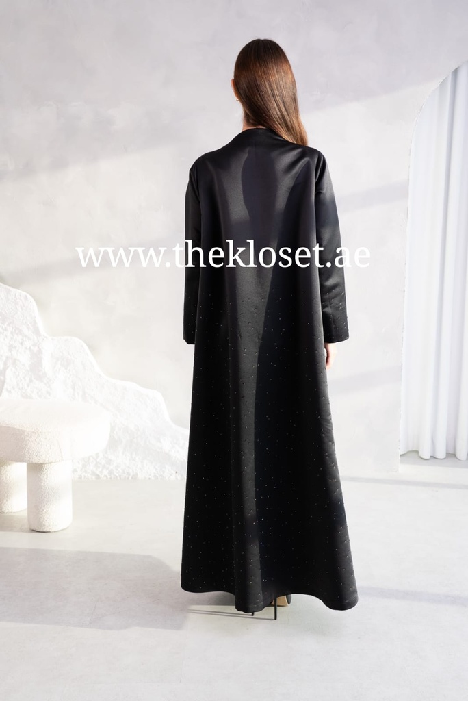 Charming Black Abaya Adorned with Beautiful Beads  