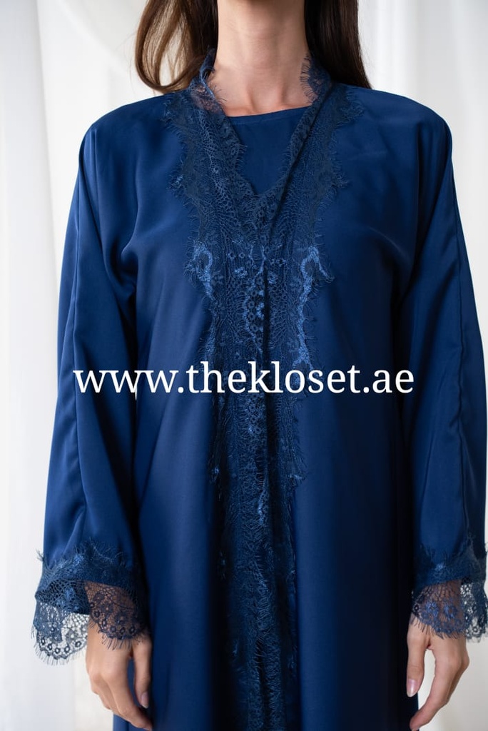 Royal Blue Lace Abaya, Dress And Shaila Set
