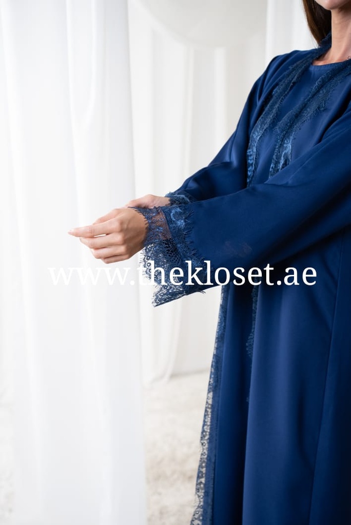 Royal Blue Lace Abaya, Dress And Shaila Set