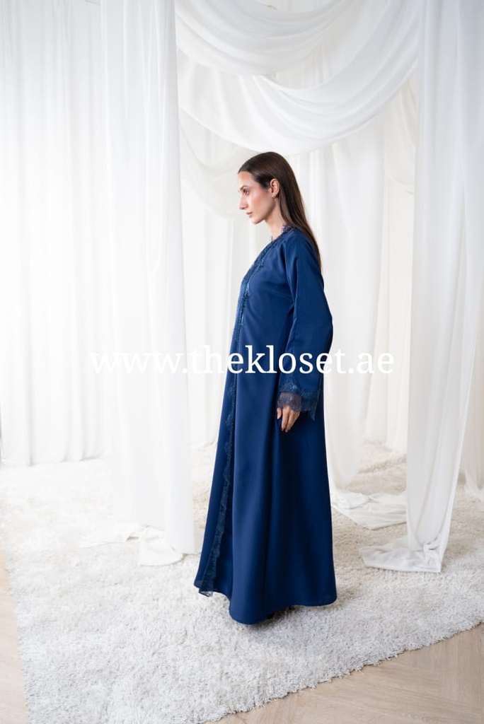 Royal Blue Lace Abaya, Dress And Shaila Set