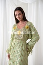 Butterfly green belted thoub dress 