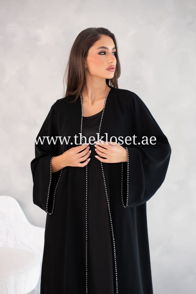 Elegant Black Beaded Abaya